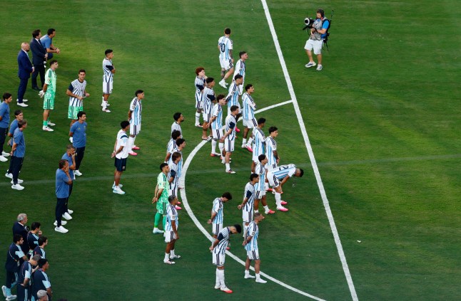 Soccer Football - FIFA World Cup 2026 - Final - Spain v Argentina - New York/New Jersey Stadium, East Rutherford, New Jersey, U.S. - July 19, 2026 Argentina players look dejected after losing the World Cup final REUTERS/Jeenah Moon