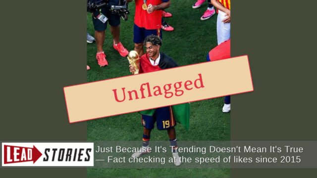 Fact Check: FAKE Photo Shows Lamine Yamal Draped In The Palestine Flag, Holding World Cup Trophy