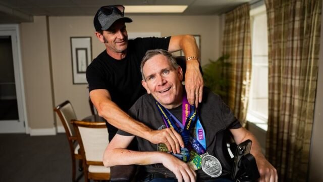 Dynamic duo: Man with MS does marathons with a push from his brother