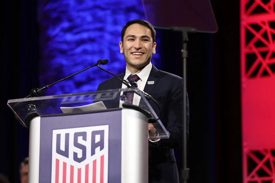 DALLAS, TEXAS - FEBRUARY 10: Newly elected Vice President of U.S.Soccer Nathan Goldberg Crenier speaks during the U.S. Soccer National Council Meeting 2024 at Hilton Anatole at Hilton Anatole on February 10, 2024 in Dallas, Texas. (Photo by Tim Heitman/ISI Photos/USSF/Getty Images)