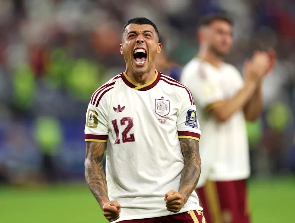 Pedro Porro of Spain celebrates after the 2-0 victory against France (Getty)
