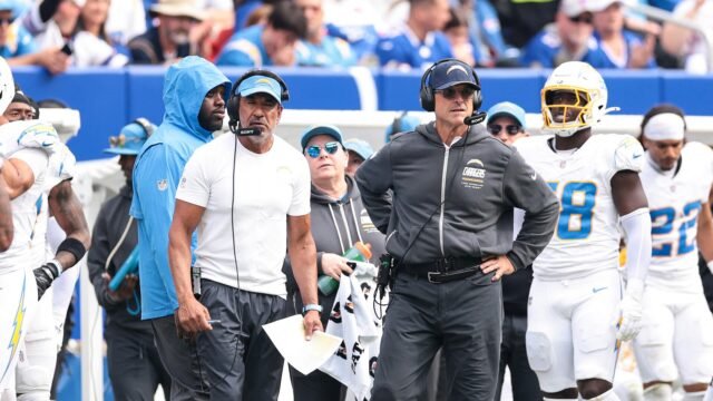 Jim Harbaugh’s Chargers struggle while Dolphins face talent shortage in 0-3 NFL start
