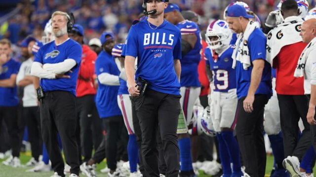 Bills coach Joe Brady downplays rivalry ahead of Sunday’s clash with Patriots at Highmark Stadium