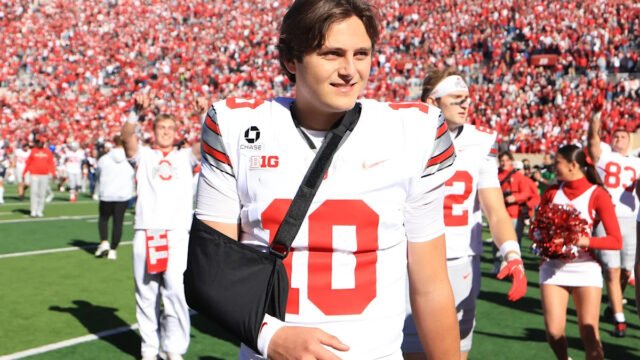 Ohio State quarterback Julian Sayin sidelined for weeks with right arm injury after win over Indiana