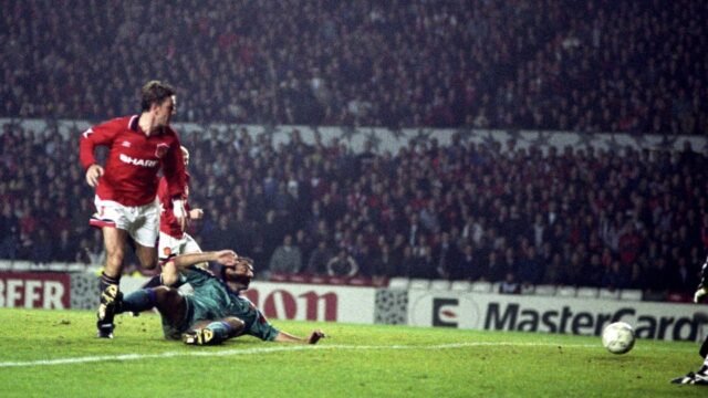 Lee Sharpe’s iconic backheel goal against Barcelona remains a classic moment from Manchester United’s 1994-95 season
