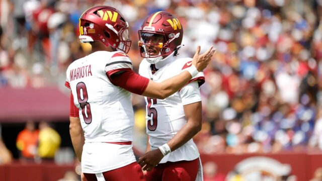 Commanders QB Marcus Mariota suffers sprained MCL, Jayden Daniels set to start Week 5