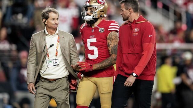 49ers wide receiver Mike Evans leaves game with Achilles injury, out for second half against Commanders