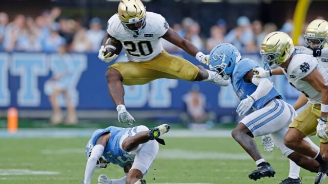 Notre Dame secures fifth straight win with 37-26 victory over North Carolina in Chapel Hill
